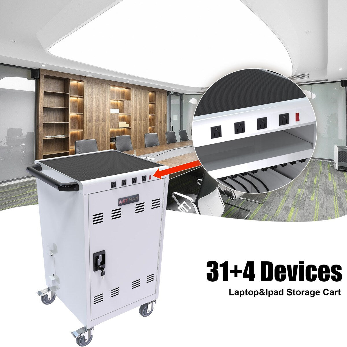 Mobile Charging Cart and Cabinet for Tablets Laptops