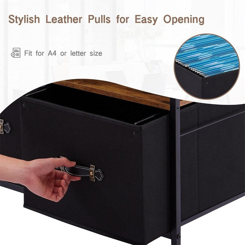 Mobile Lateral File Cabinet Rolling Printer Stand with 3 Open Storage Shelf - 15.75"D x 31.5"W x 43.5"H