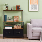 Mobile Lateral File Cabinet Rolling Printer Stand with 3 Open Storage Shelf - 15.75"D x 31.5"W x 43.5"H