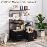 Mobile Lateral File Cabinet Rolling Printer Stand with 3 Open Storage Shelf - 15.75"D x 31.5"W x 43.5"H