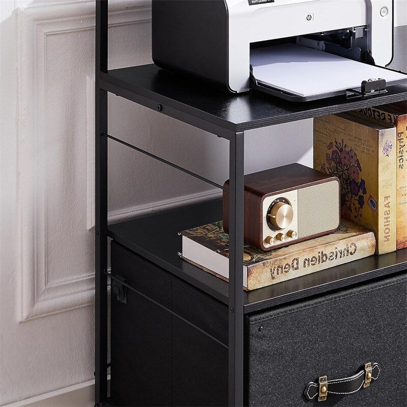 Mobile Lateral File Cabinet Rolling Printer Stand with 3 Open Storage Shelf - 15.75"D x 31.5"W x 43.5"H