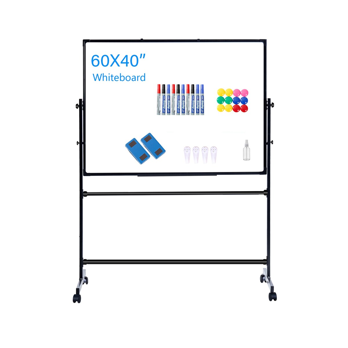 Mobile Magnetic Whiteboard On Stand Double Sided Flip Board (60 x 40)