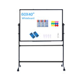 Mobile Magnetic Whiteboard On Stand Double Sided Flip Board (60 x 40)