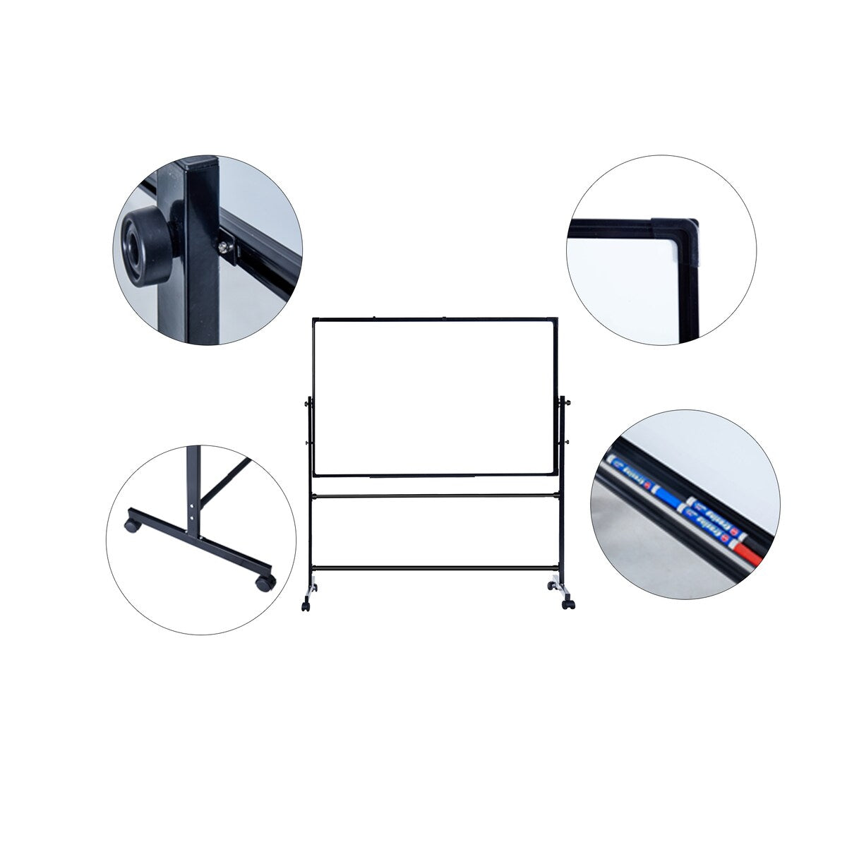 Mobile Magnetic Whiteboard On Stand Double Sided Flip Board (60 x 40)