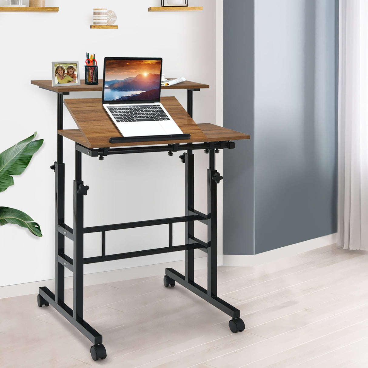 Mobile Standing Desk Stand Up Desk Height Adjustable Home Office Desk