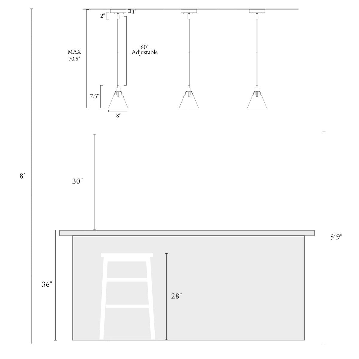 Modern 1-Light Cone Pendant Light for Kitchen Island Dining Room - D8"x H 7"