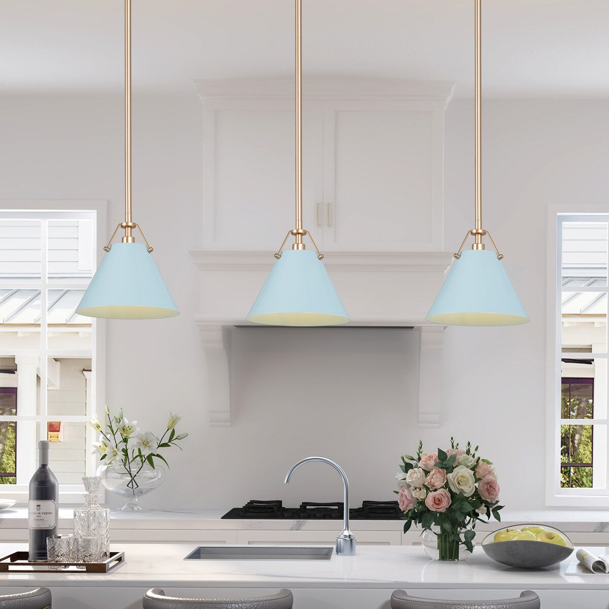 Modern 1-Light Cone Pendant Light for Kitchen Island Dining Room - D8"x H 7"