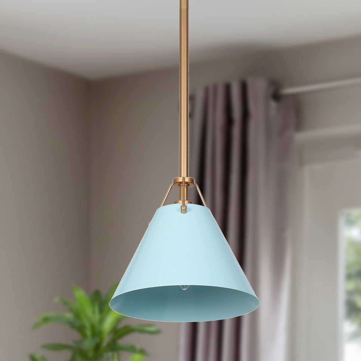 Modern 1-Light Cone Pendant Light for Kitchen Island Dining Room - D8"x H 7"