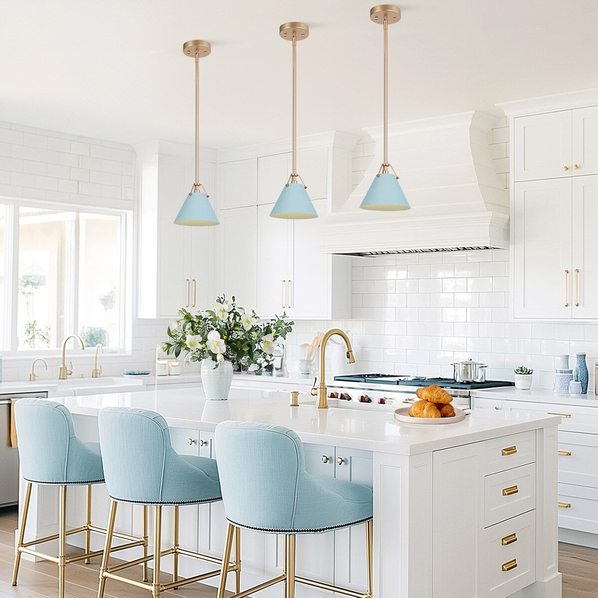 Modern 1-Light Cone Pendant Light for Kitchen Island Dining Room - D8"x H 7"