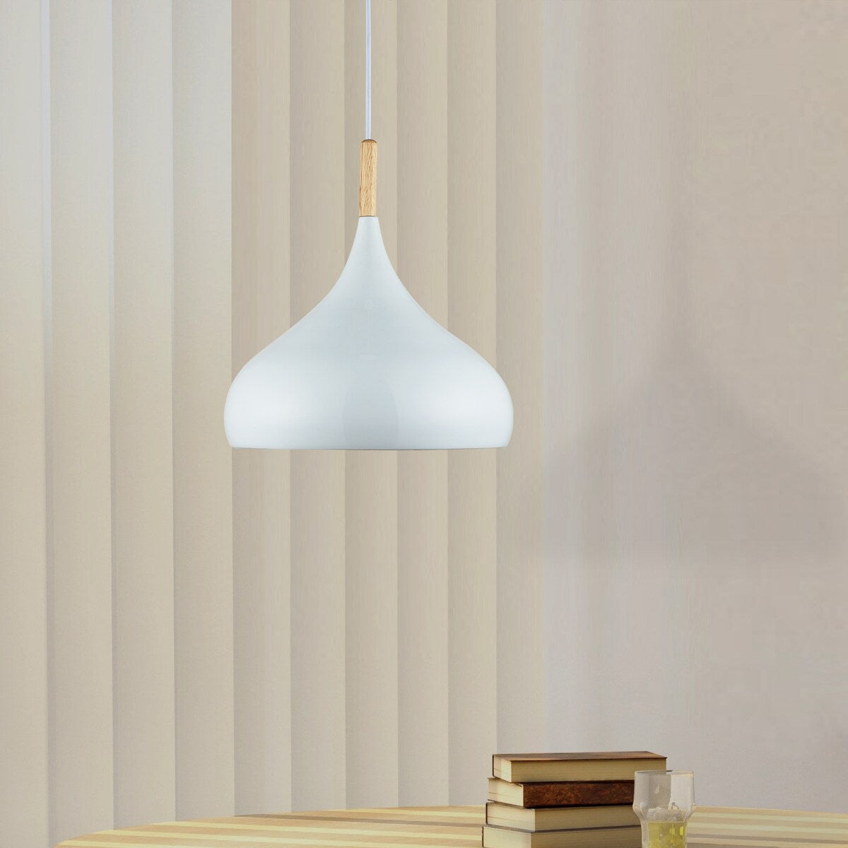 Modern 1 Light Indoor Pendant White Finish