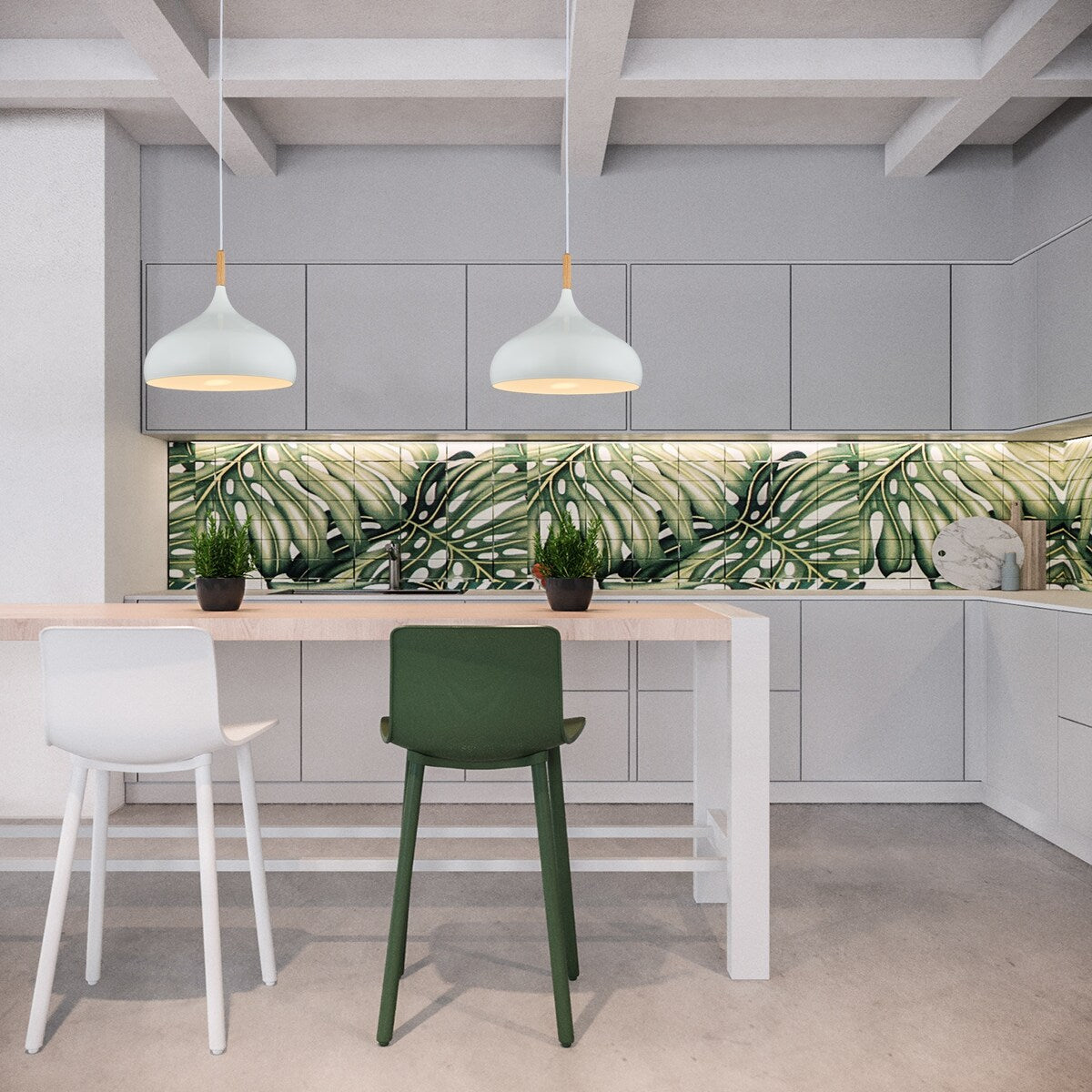 Modern 1 Light Indoor Pendant White Finish