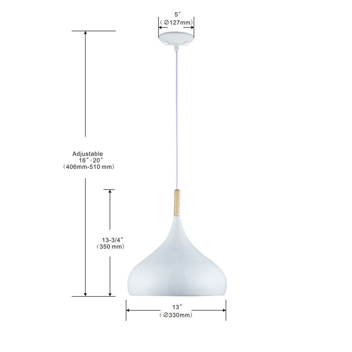 Modern 1 Light Indoor Pendant White Finish