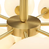 Modern 13-Light Brass Glass Globe Cluster Chandelier