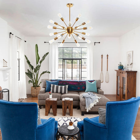 Modern Brass 18-light Sputnik Chandelier Light for Dining Room