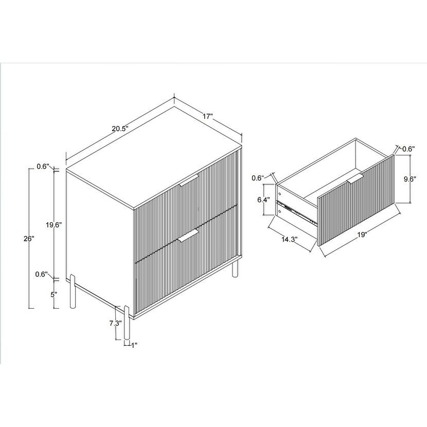 Modern 2-Drawer Nightstand Bedside Table End Table Furniture