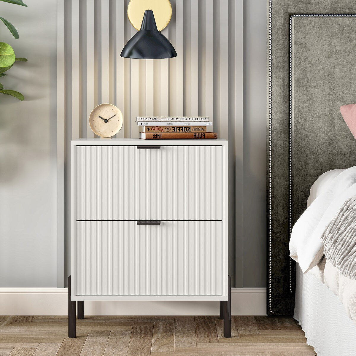 Modern 2-Drawer Nightstand Bedside Table End Table Furniture