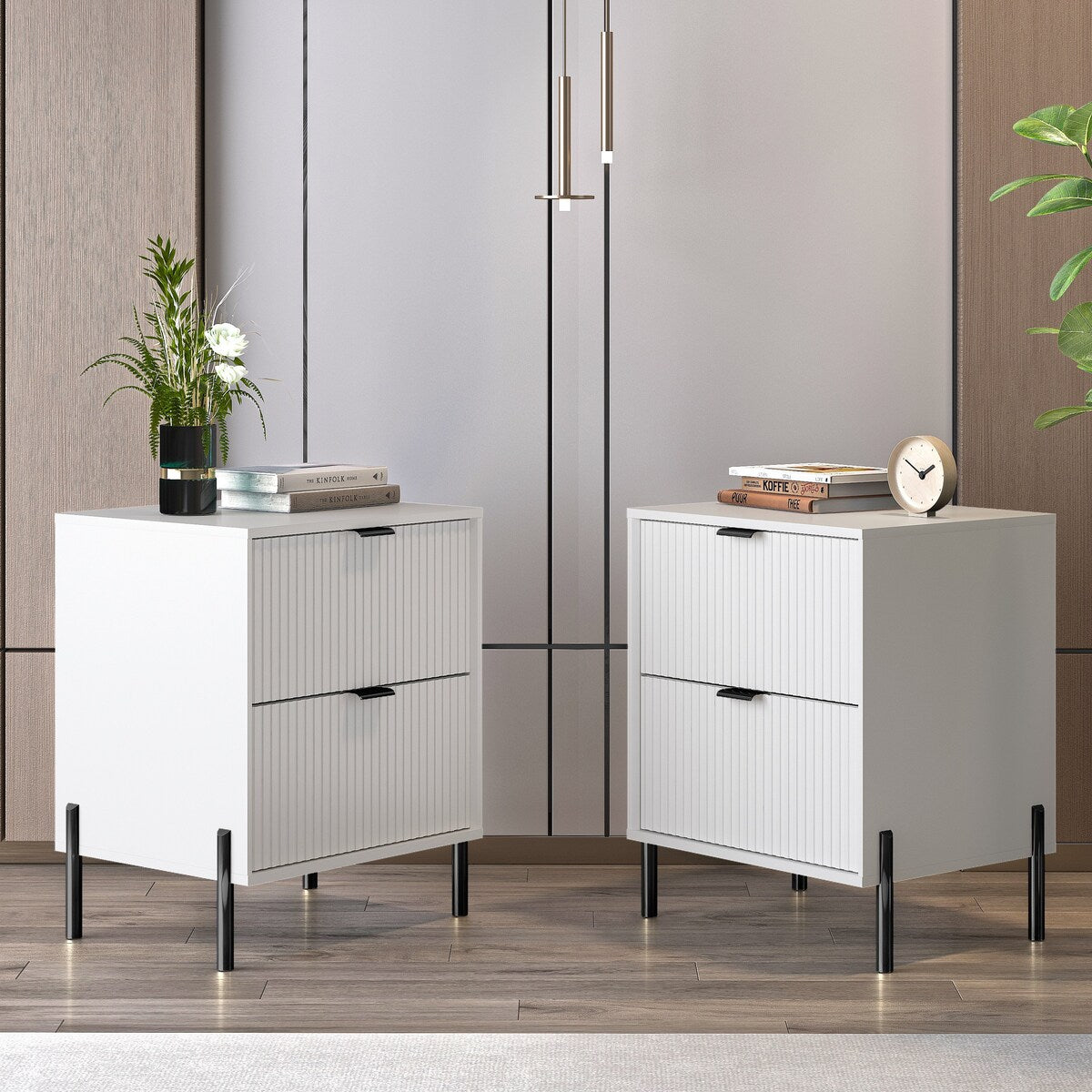 Modern 2-Drawer Nightstand Bedside Table End Table Furniture