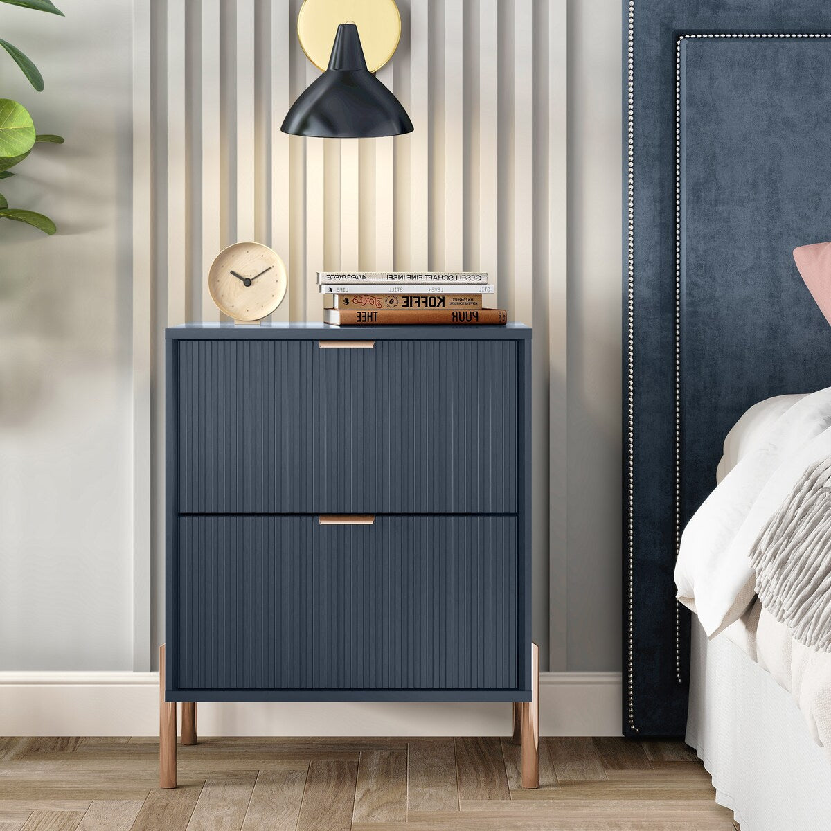 Modern 2-Drawer Nightstand Bedside Table End Table Furniture