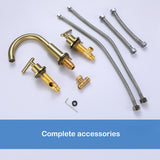 Modern 2-Handle Deck Mounted Bathroom Waterfall Faucet Widespread With 360° Swivel Spout