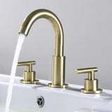 Modern 2-Handle Deck Mounted Bathroom Waterfall Faucet Widespread With 360° Swivel Spout