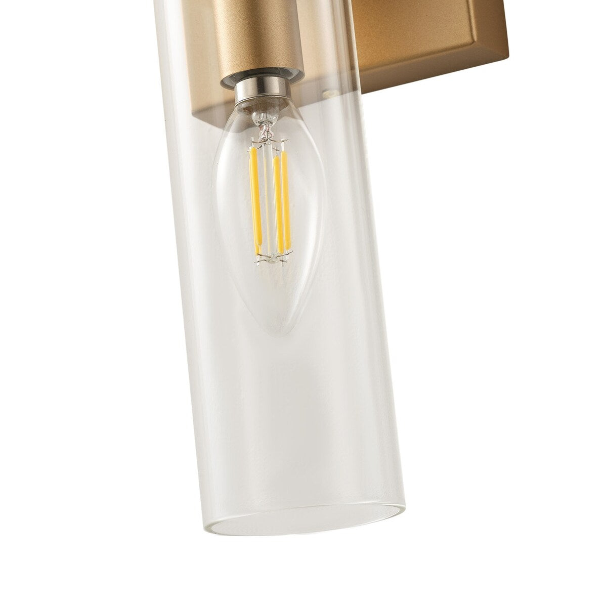 Modern 2-Light Cylinder Clear Glass Candle Wall Sconce for Bathroom Hallway