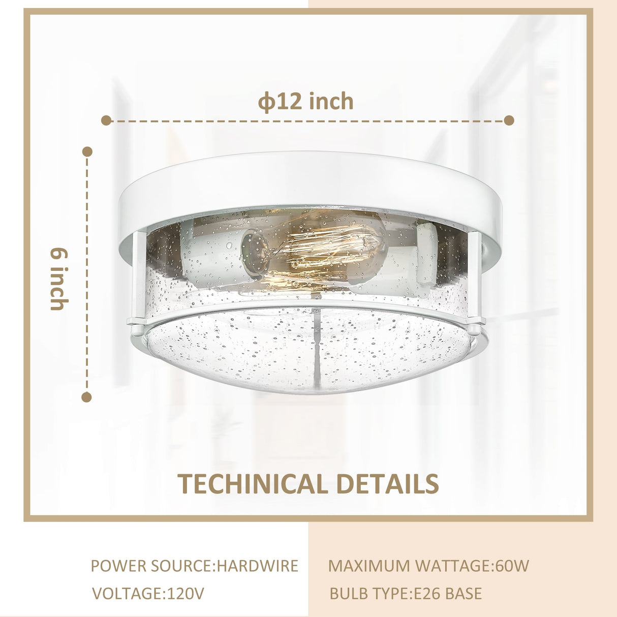 Modern 2-Light Flush Mount Ceiling Light