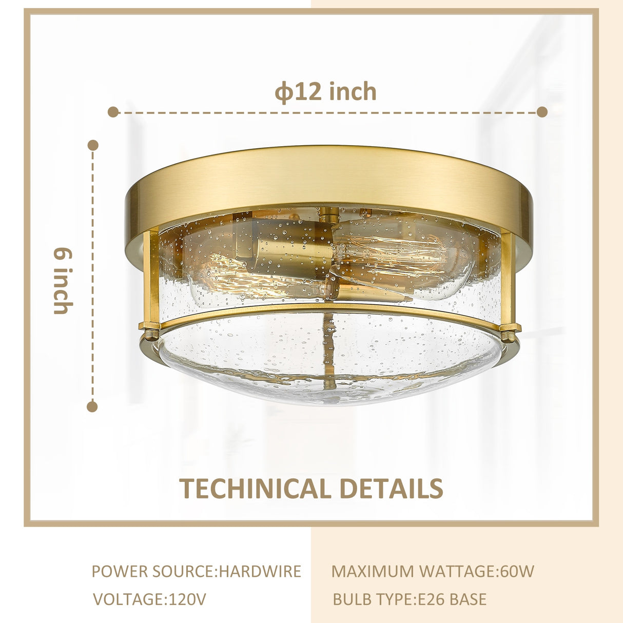 Modern 2-Light Flush Mount Ceiling Light