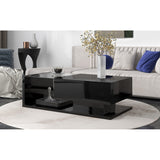 Modern 2-Tier Rectangle Coffee Table with Tempered Glass