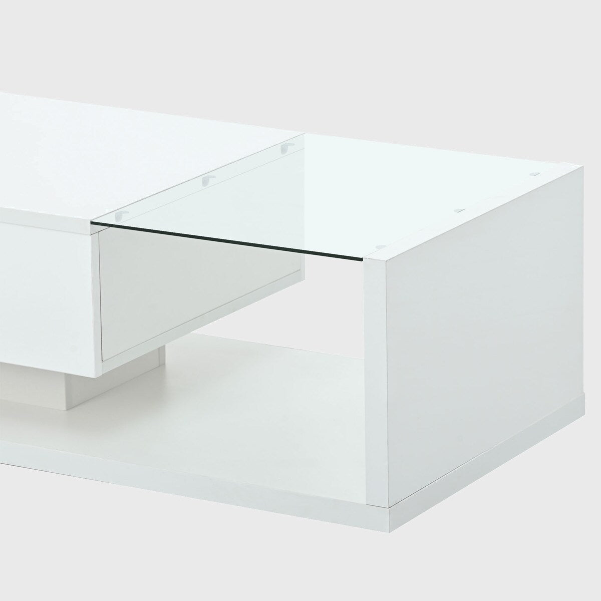 Modern 2-Tier Rectangle Coffee Table with Tempered Glass