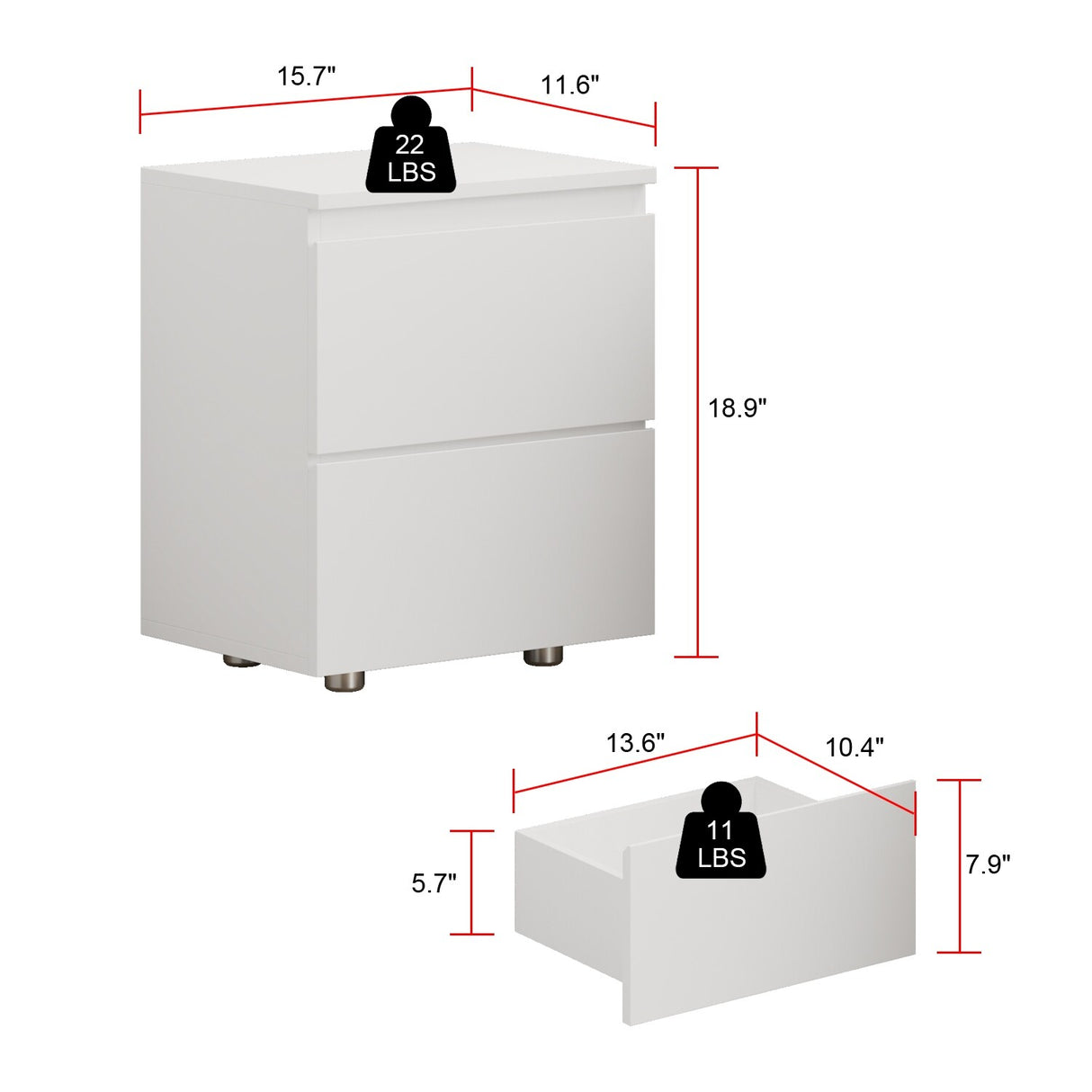 Modern 2-drawer Nightstand for Home Storage Chest