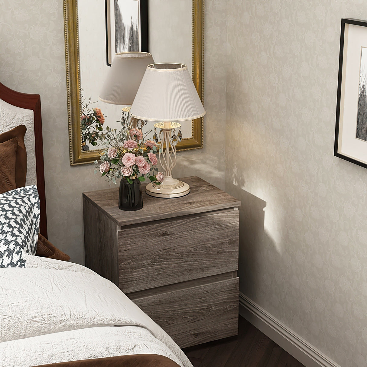 Modern 2-drawer Nightstand for Home Storage Chest