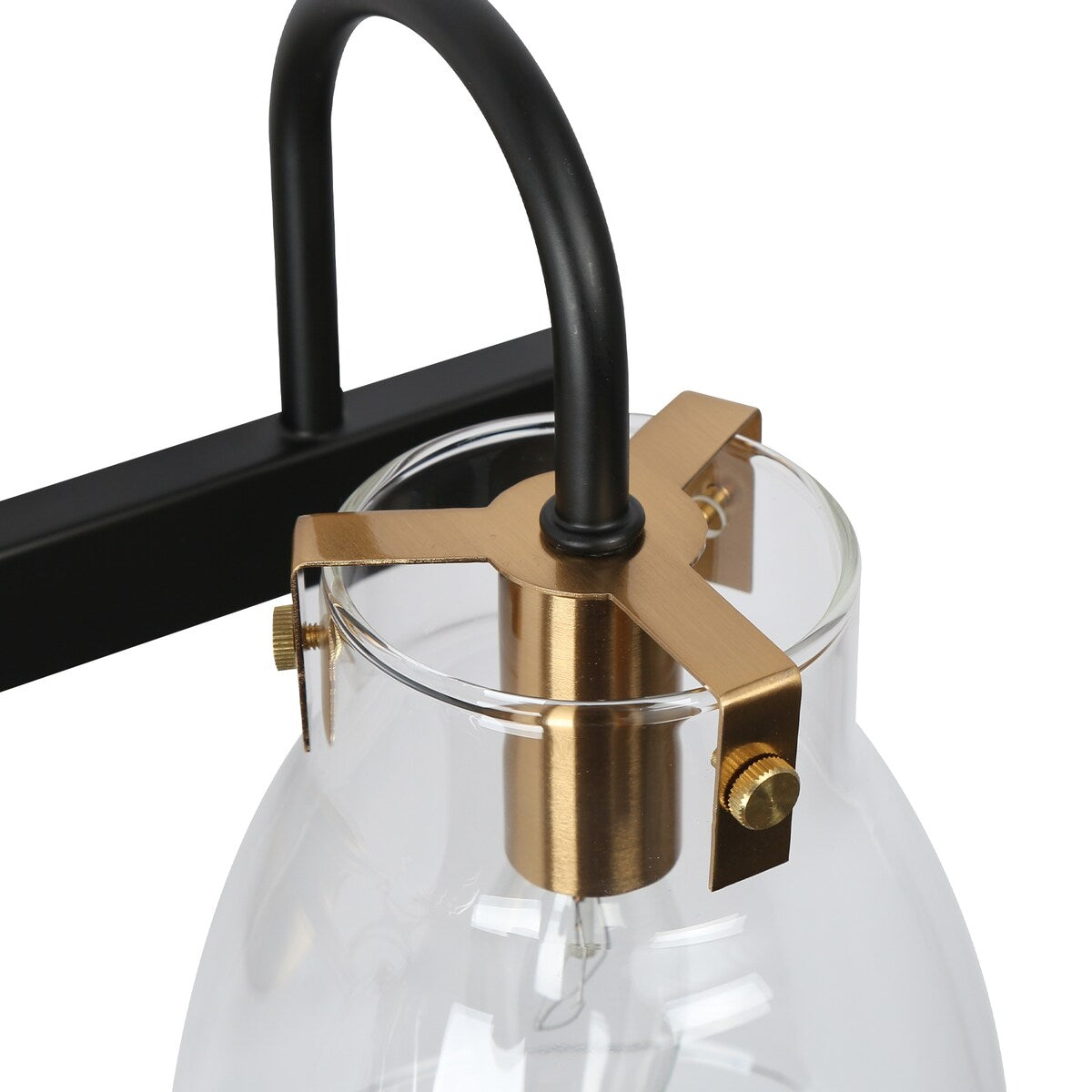 Coria Modern 2-light Brass Gold Orb Glass Bathroom Vanity Lights Black Wall Lighting - L 13.2" x W 6.9" x H 7.9"