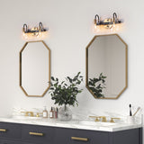 Coria Modern 2-light Brass Gold Orb Glass Bathroom Vanity Lights Black Wall Lighting - L 13.2" x W 6.9" x H 7.9"