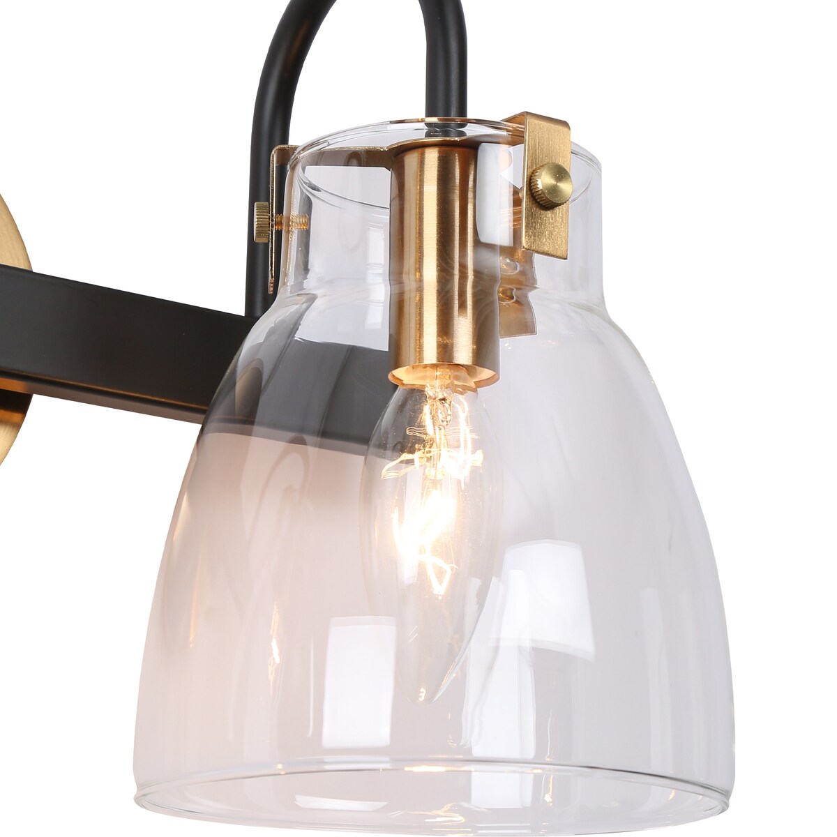 Coria Modern 2-light Brass Gold Orb Glass Bathroom Vanity Lights Black Wall Lighting - L 13.2" x W 6.9" x H 7.9"