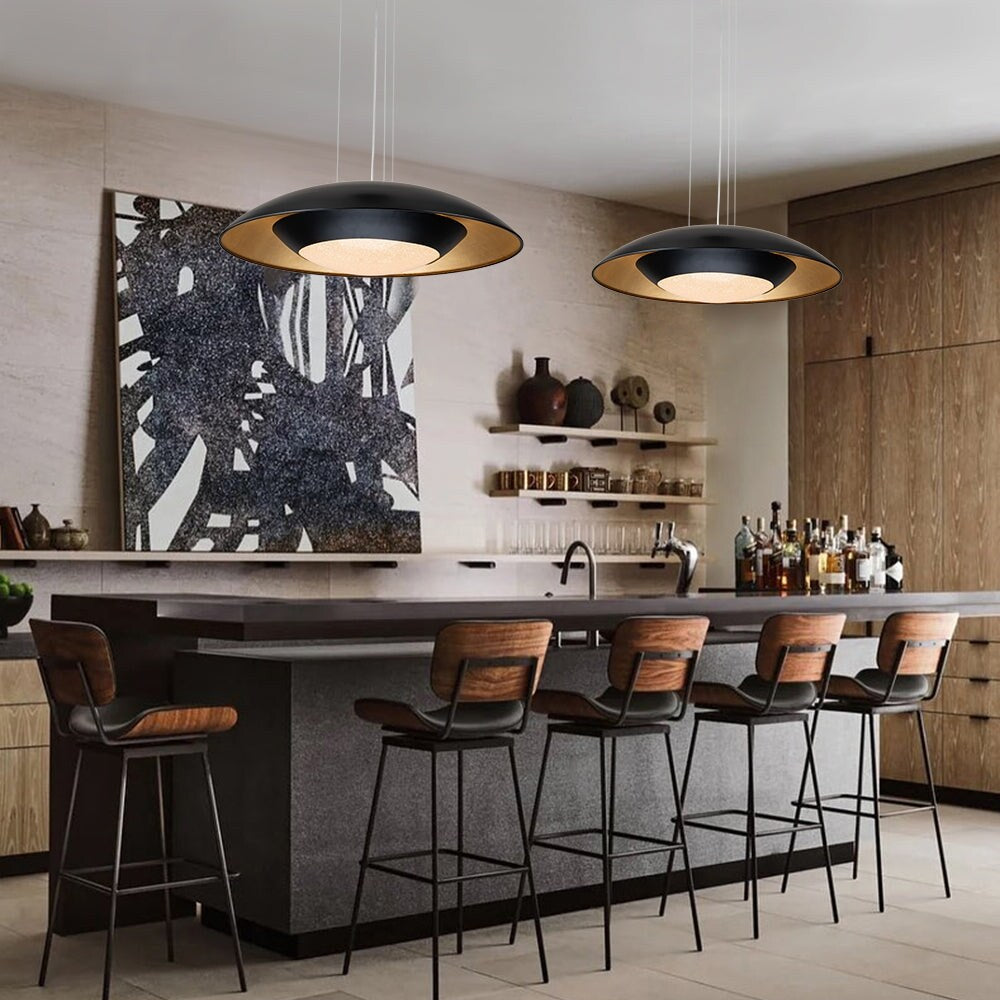 Modern 23.6in Wide Flat Dome Dimmable LED Pendant Light