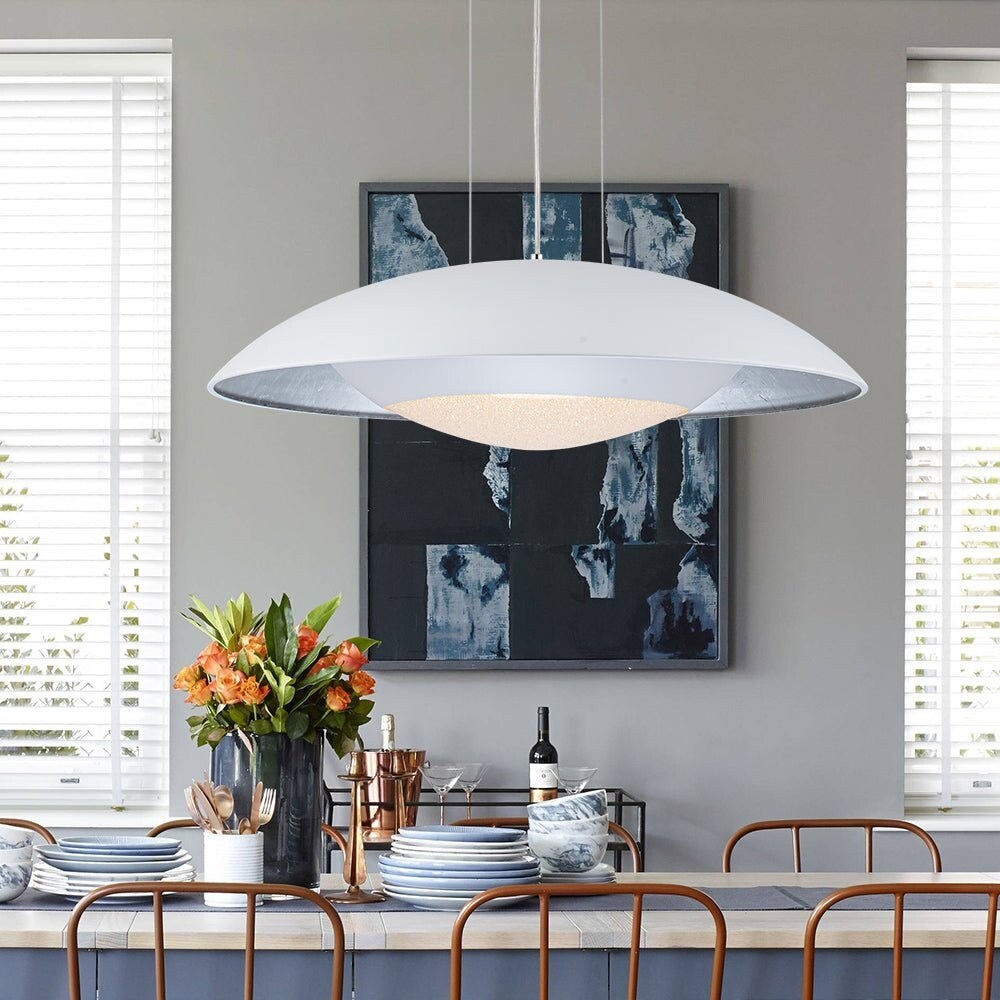 Modern 23.6in Wide Flat Dome Dimmable LED Pendant Light