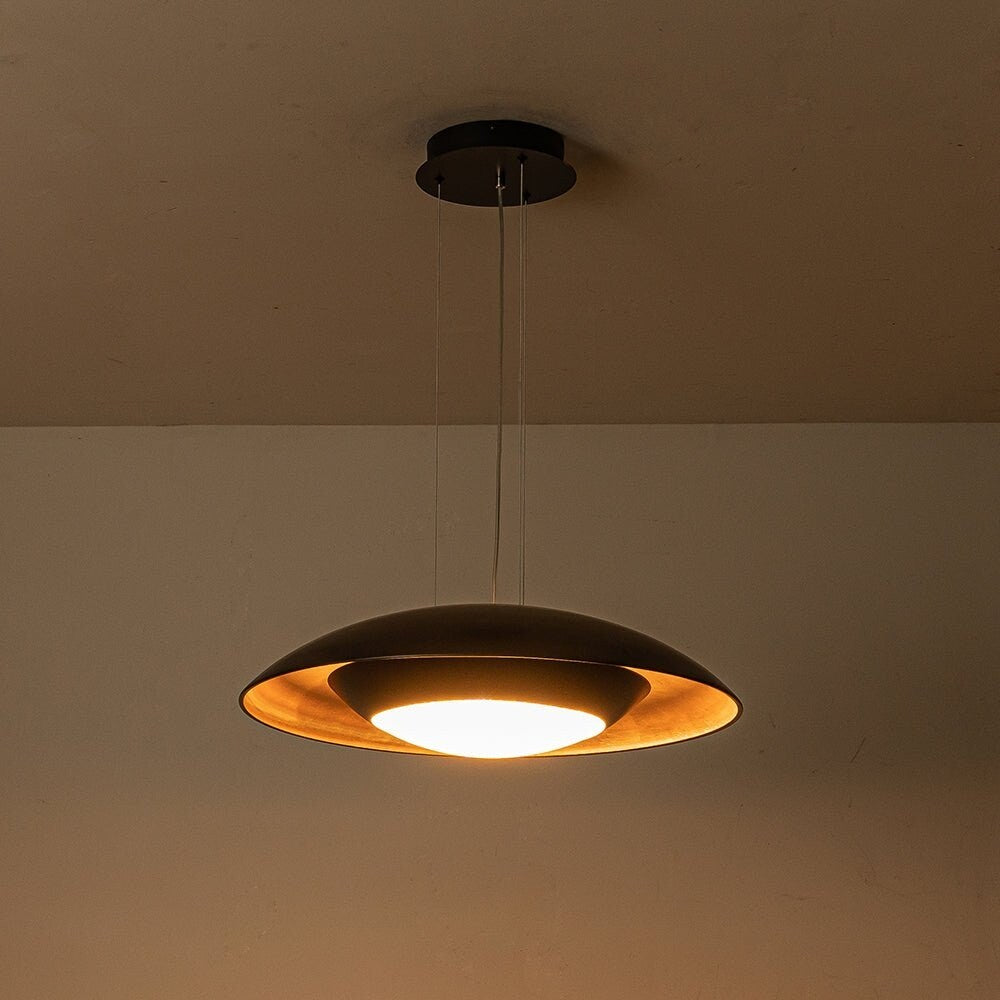 Modern 23.6in Wide Flat Dome Dimmable LED Pendant Light