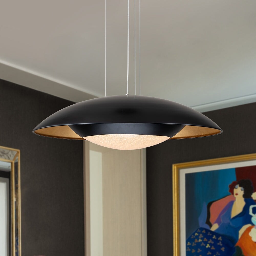Modern 23.6in Wide Flat Dome Dimmable LED Pendant Light