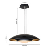 Modern 23.6in Wide Flat Dome Dimmable LED Pendant Light