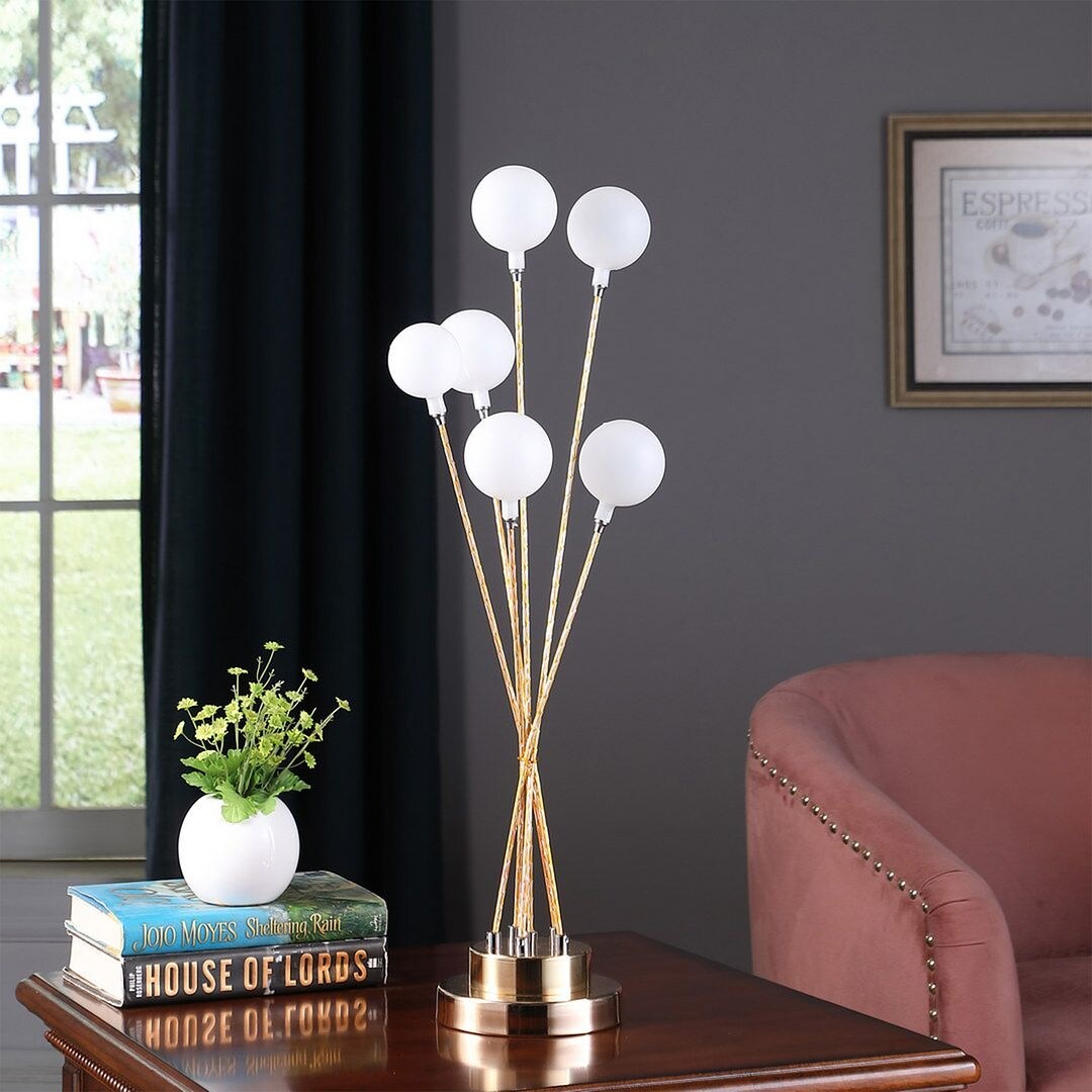 Modern 27.5" 6-Light Acrylic Shade Metal Table Lamp
