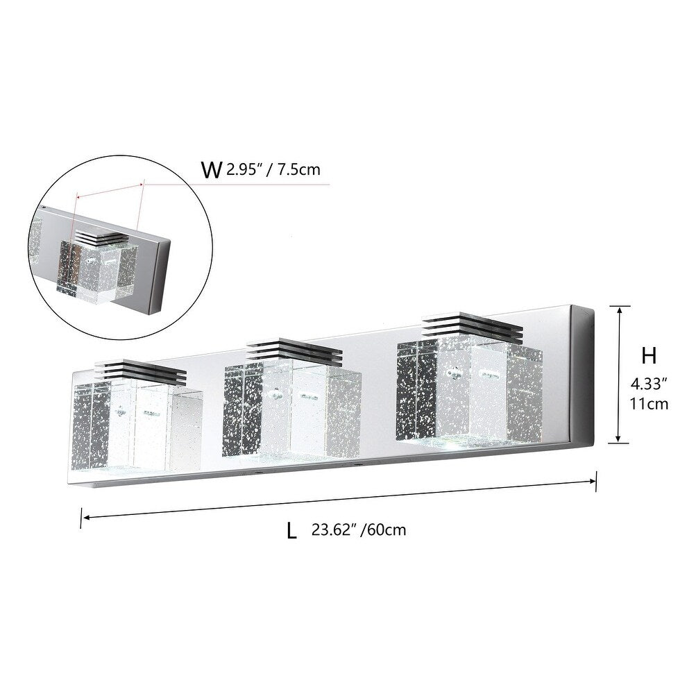 Modern 3-Light Cube Bubble Glass Shape LED Vanity Lamp