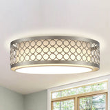 3-Light Gold Modern Drum Flush Mount Ceiling Light