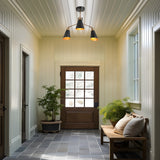 Modern 3-Light Metal Black Gold Chandeliers Semi-Flush Ceiling Light for Kitchen - 22"Dia x 14.5"H