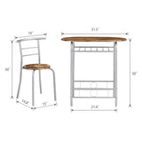 Modern 3 Piece Dining Set with Wood Oval Table and 2 Chairs for Home Kitchen Breakfast