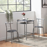 Modern 3 Piece Dining Set with Wood Oval Table and 2 Chairs for Home Kitchen Breakfast