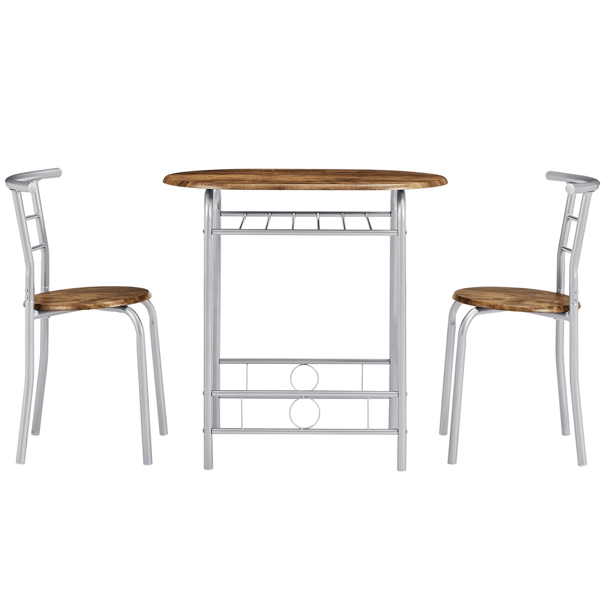 Modern 3 Piece Dining Set with Wood Oval Table and 2 Chairs for Home Kitchen Breakfast