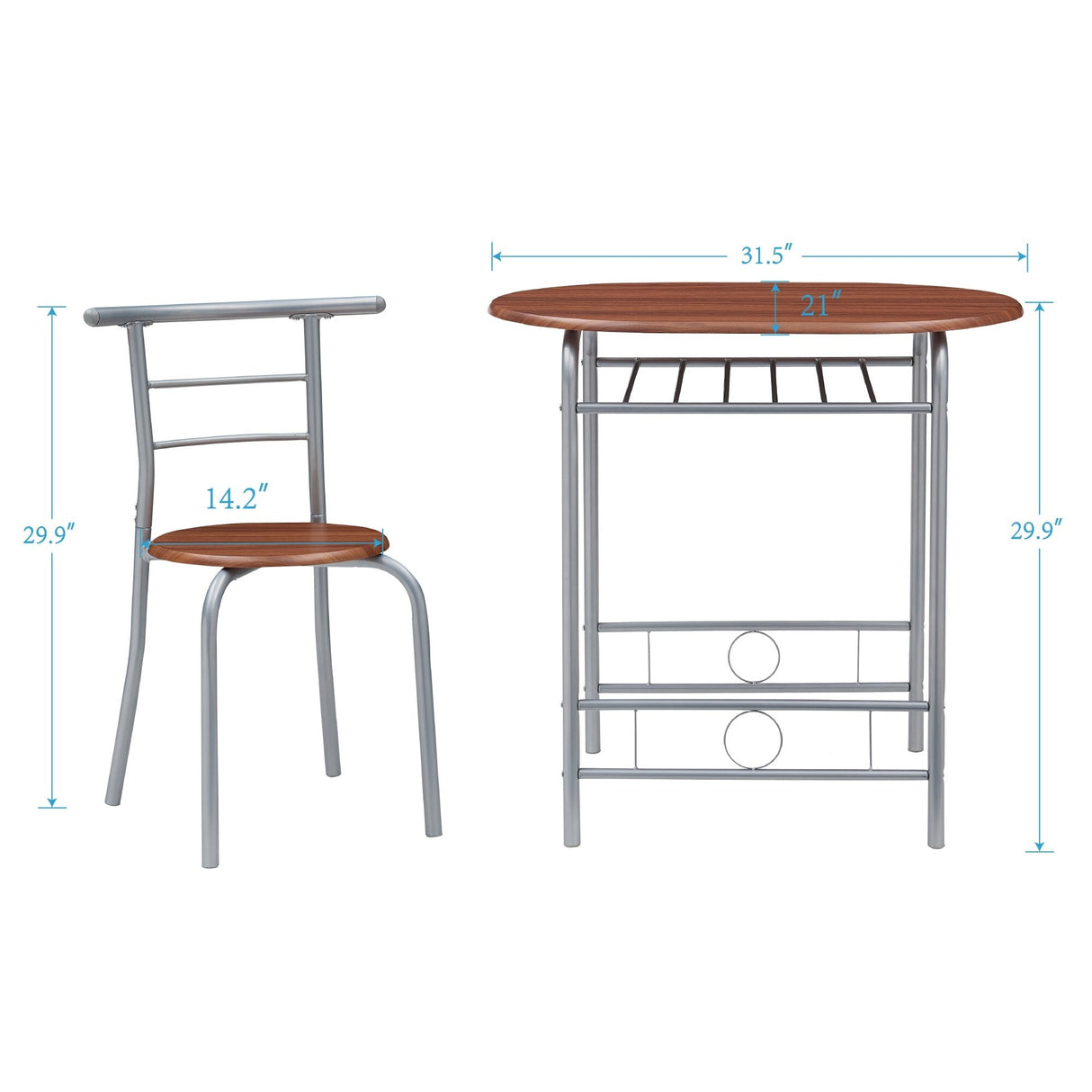 Modern 3 Piece Dining Set with Wood Oval Table and 2 Chairs for Home Kitchen Breakfast