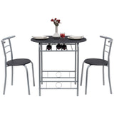 Modern 3 Piece Dining Set with Wood Oval Table and 2 Chairs for Home Kitchen Breakfast