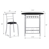 Modern 3 Piece Dining Set with Wood Oval Table and 2 Chairs for Home Kitchen Breakfast