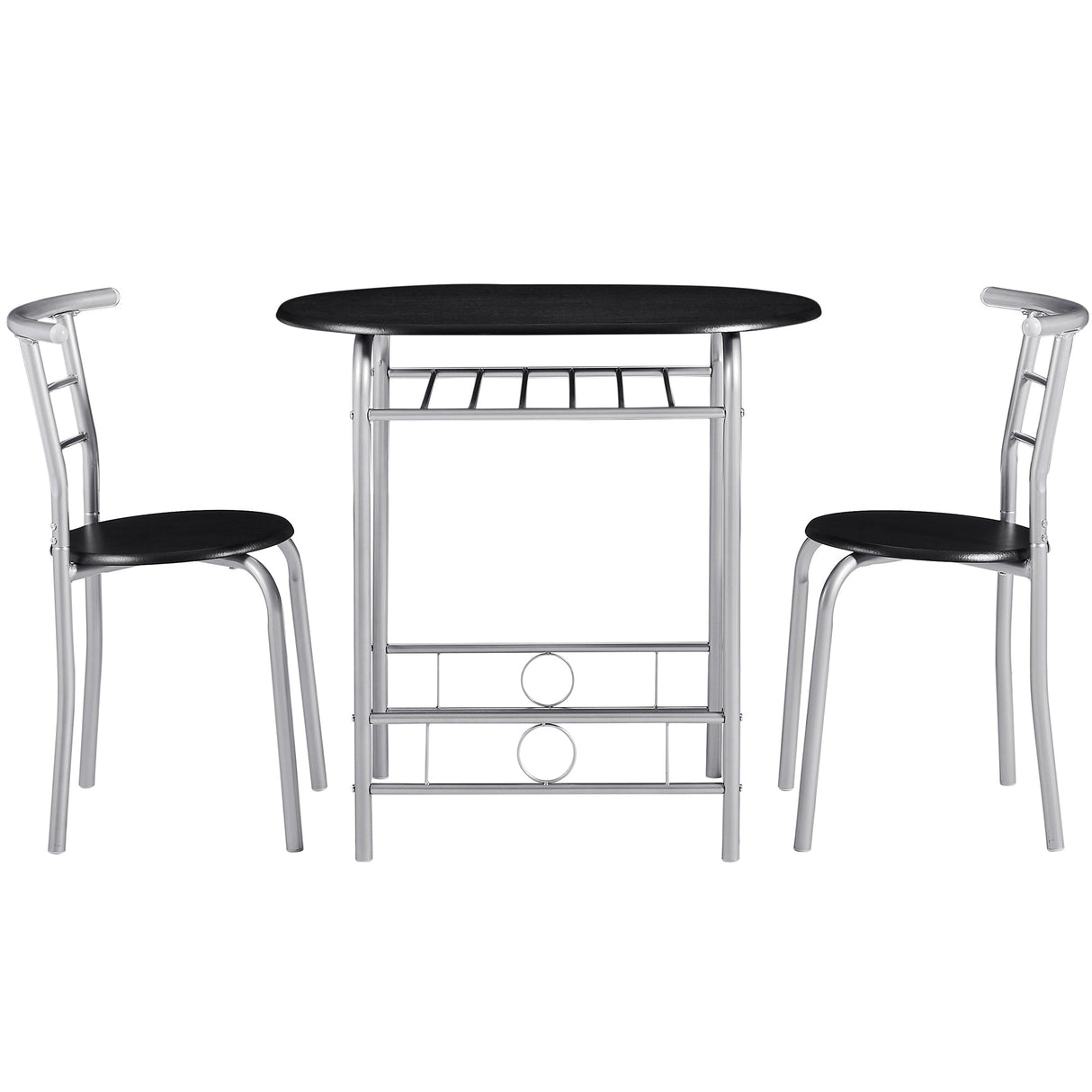 Modern 3 Piece Dining Set with Wood Oval Table and 2 Chairs for Home Kitchen Breakfast